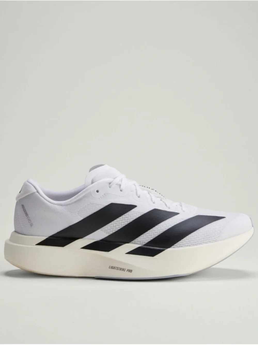 Brand New adidas Adizero Evo SL running shoes in Cloud White and Core Black.